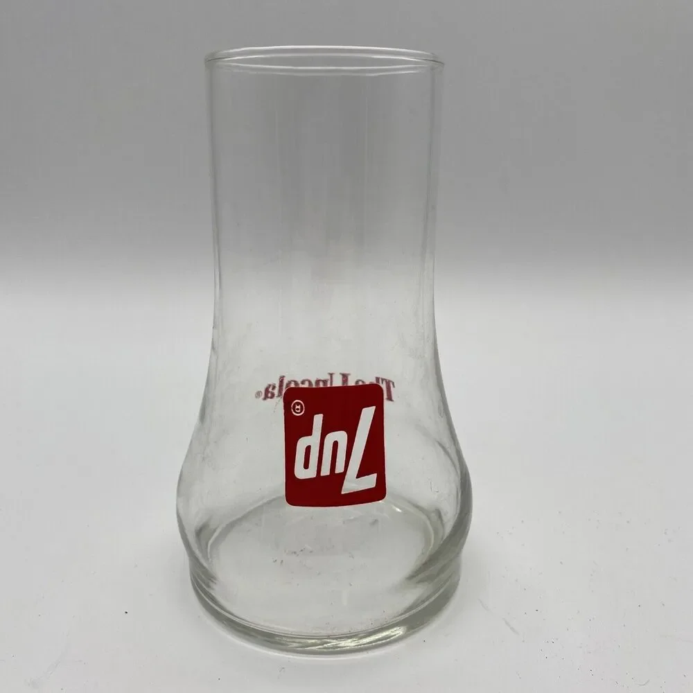 7 UP The Uncola Upside Down 16 Oz Clear Drinking Glass Vintage 7Up Circa 1970s